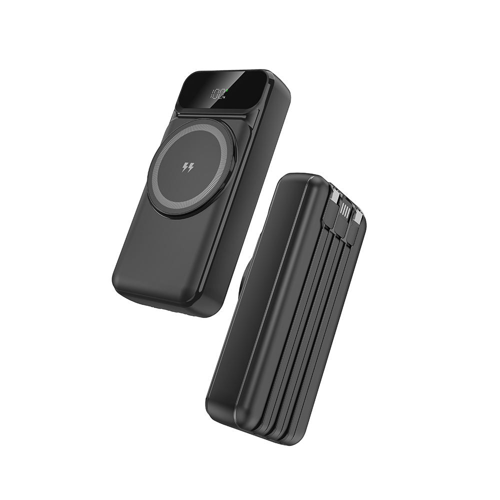 20000mAh Portable Wireless Power Bank, 22.5W PD Fast Charging Powerbank with LED Digital Display & Built-in Cables
