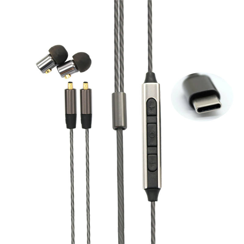 Type-C Wired In-ear Metal Earphone with Inline Microphone, 6mm Speaker Unit