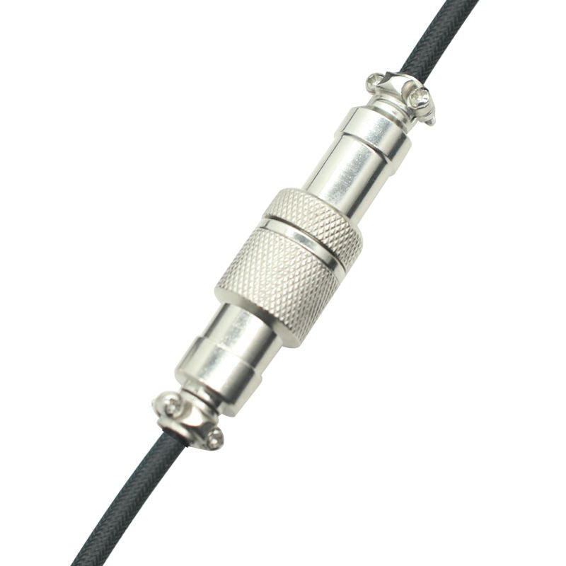 Coiled Spring USB A to USB-C Aviation Plug Cable, Detachable Metal Connector Mechanical Keyboard Spiral Cord