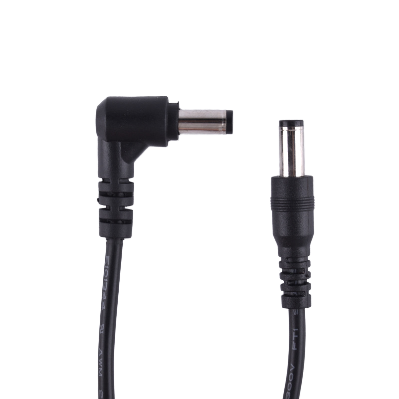 DC5521 Straight to Elbow Male to Male Power Cable, PVC Jacket Copper Conductor DC Charging Cord