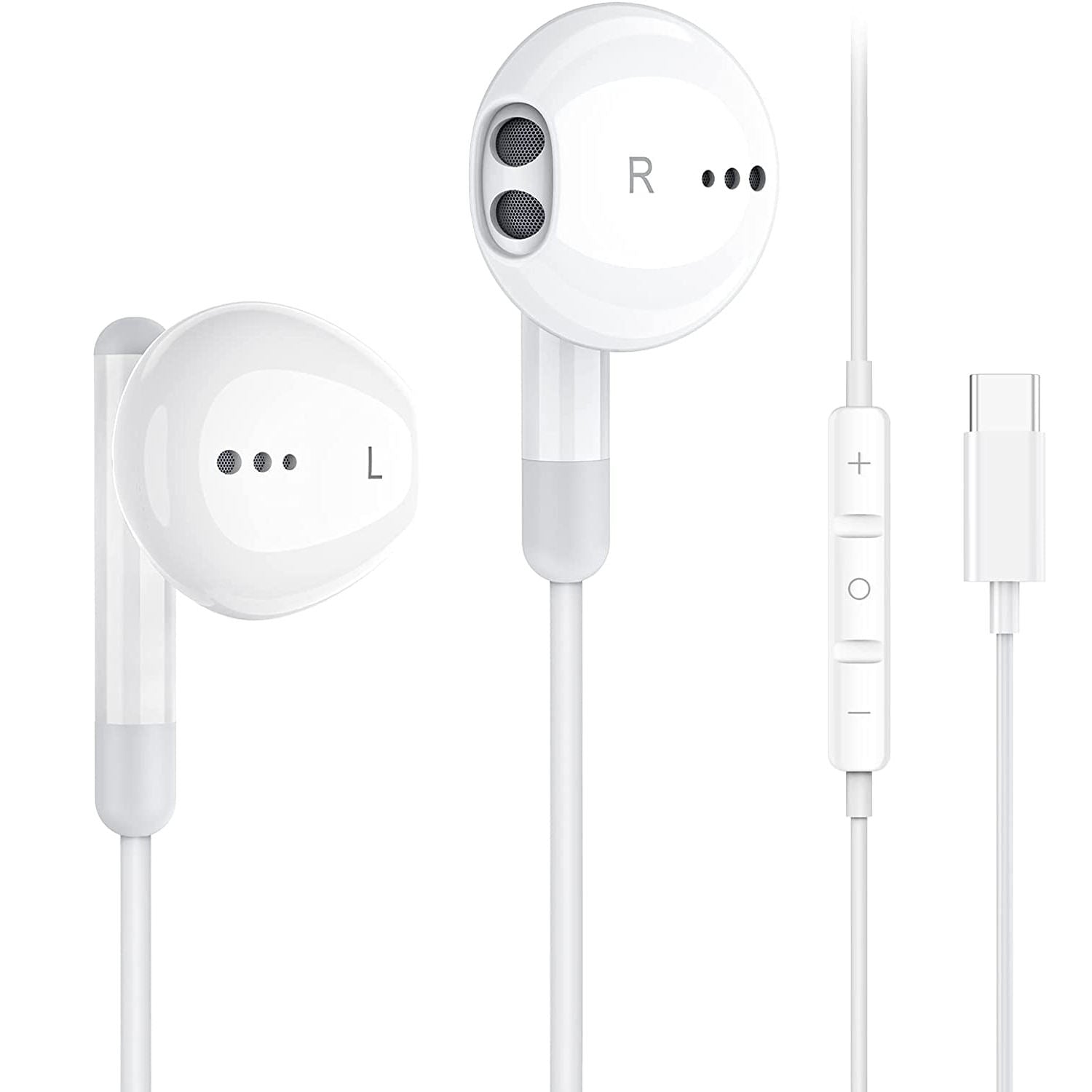 Type-C Wired Semi-in-ear Earphone with Inline Microphone Stereo Headset