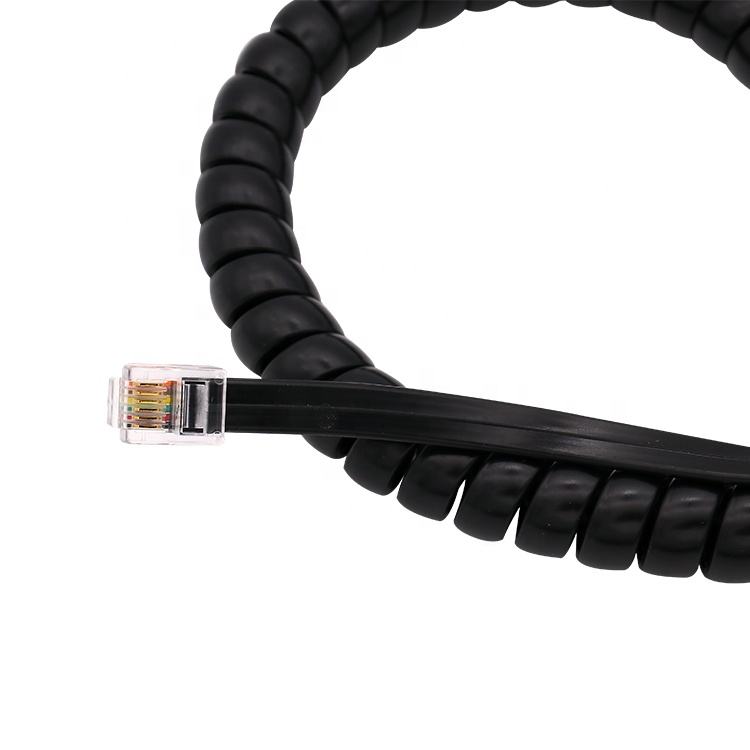 Coiled RJ12 6P6C Modular Telephone Cable, PVC Jacket 6-Core Copper RJ12 Male to Male Cord