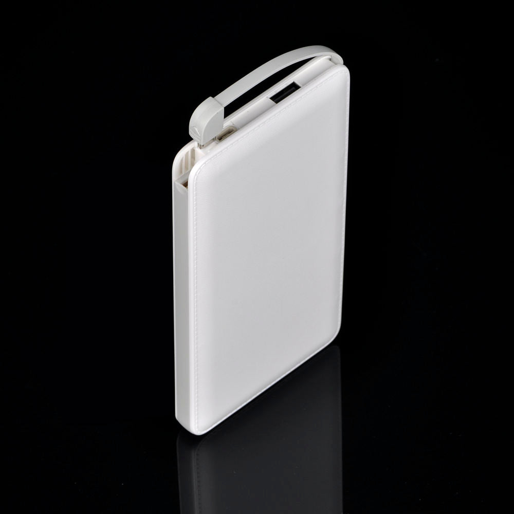 10000mAh Ultra-thin Portable Power Bank, Built-in Cable ABS+PC Mobile Charger
