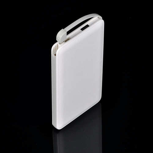 10000mAh Ultra-thin Portable Power Bank, Built-in Cable ABS+PC Mobile Charger