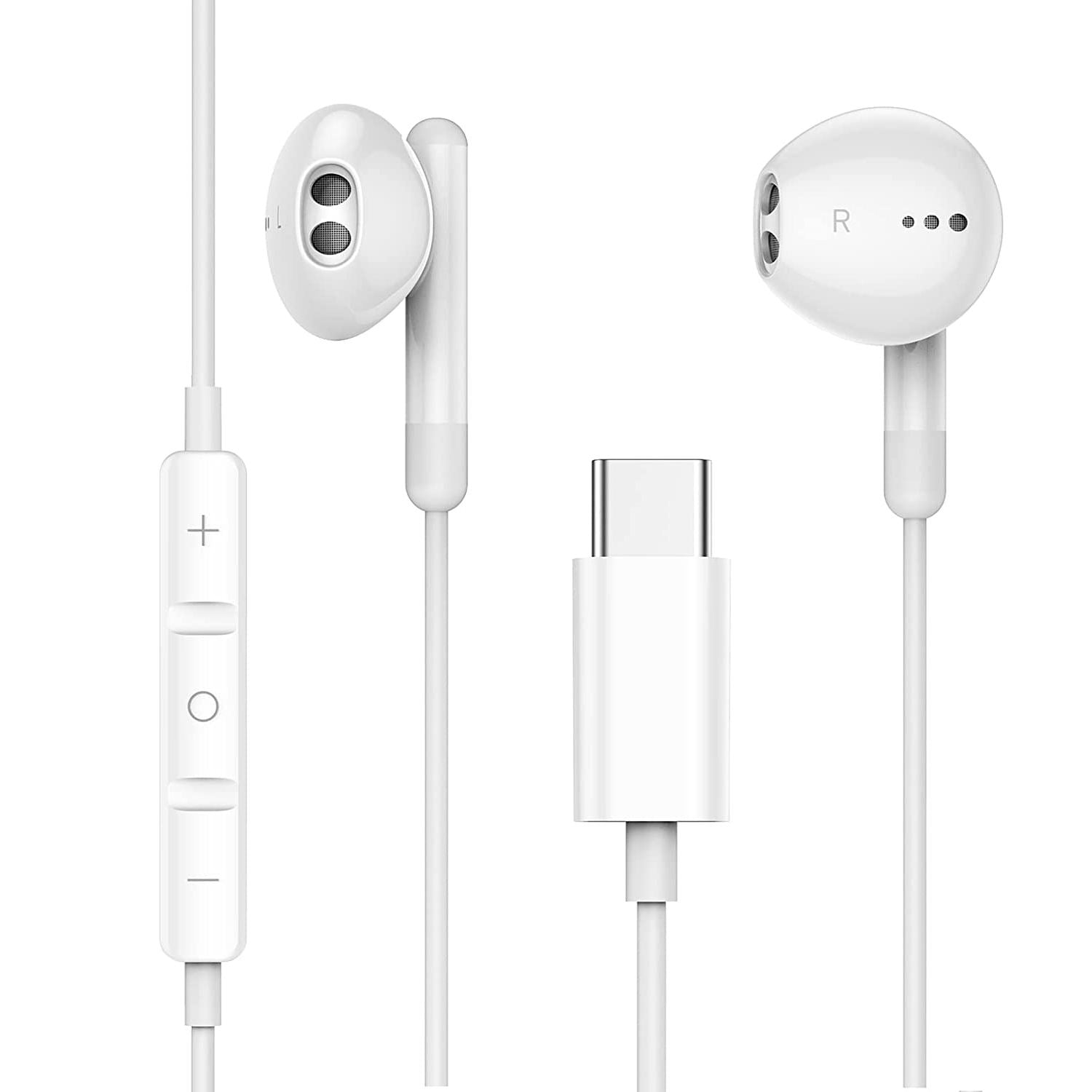Type-C Wired Semi-in-ear Earphone with Inline Microphone Stereo Headset