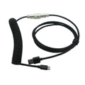 Coiled Spring USB A to USB-C Aviation Plug Cable, Detachable Metal Connector Mechanical Keyboard Spiral Cord