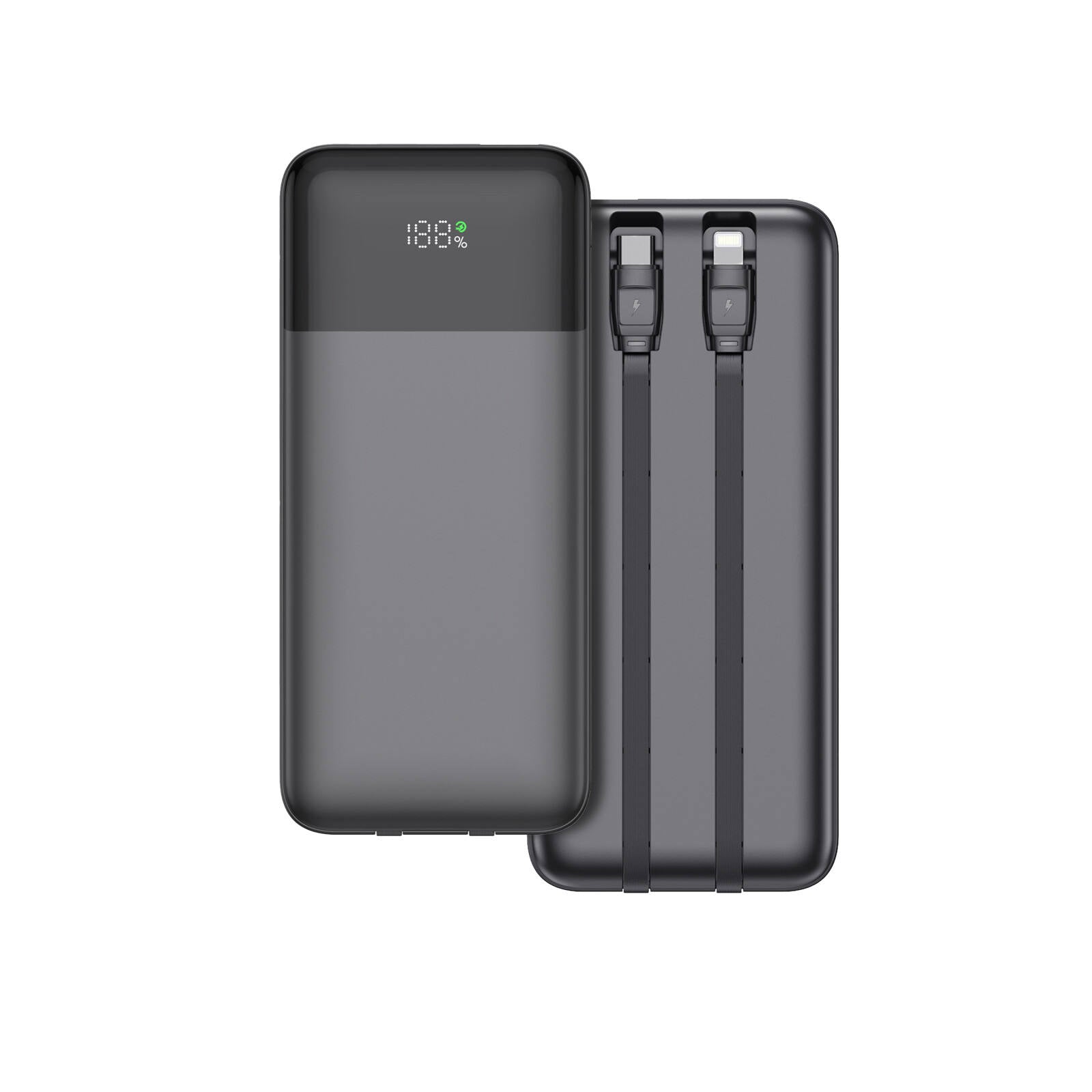 10000mAh PD22.5W Fast Charging Power Bank with Built-in Dual Cables, LED Digital Display Portable Powerbank