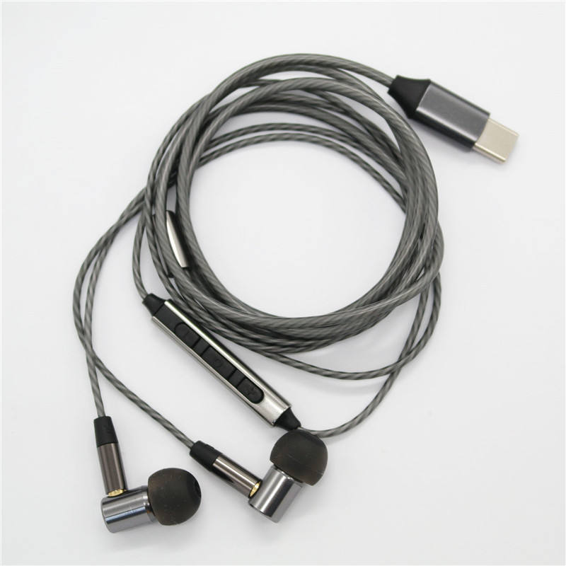 Type-C Wired In-ear Metal Earphone with Inline Microphone, 6mm Speaker Unit