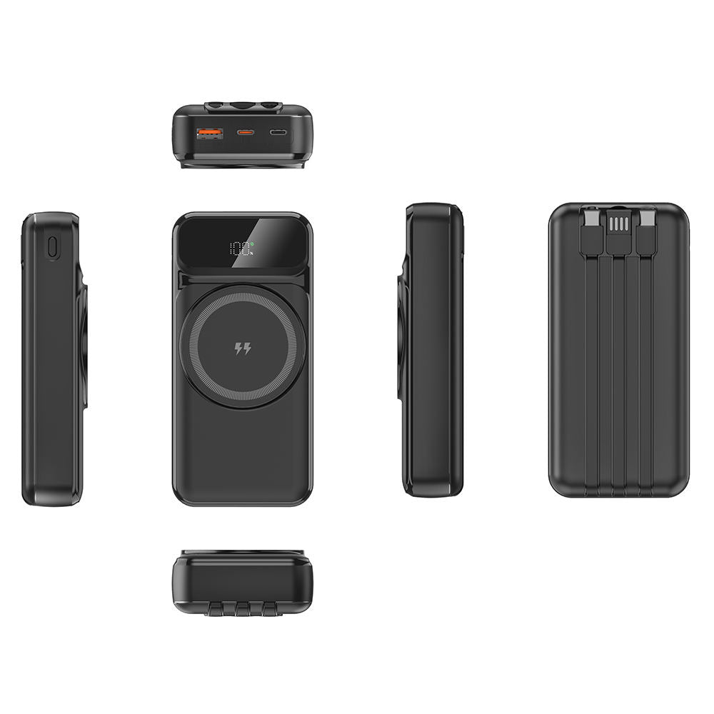 20000mAh Portable Wireless Power Bank, 22.5W PD Fast Charging Powerbank with LED Digital Display & Built-in Cables
