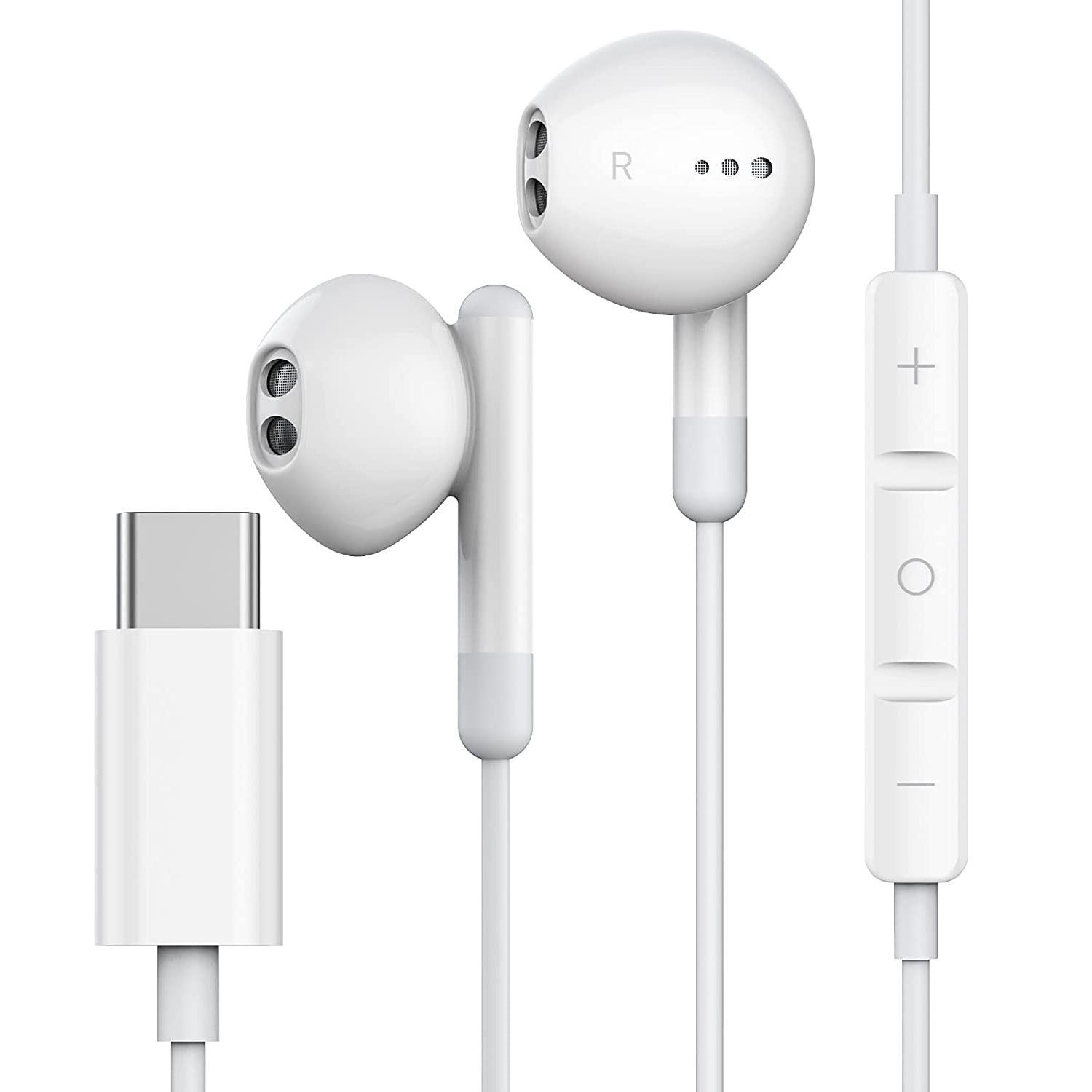 Type-C Wired Semi-in-ear Earphone with Inline Microphone Stereo Headset