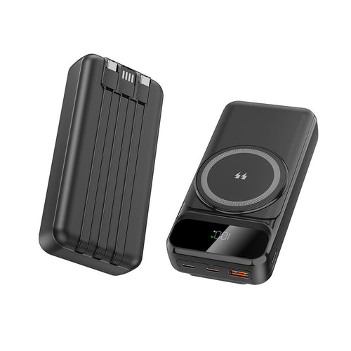 20000mAh Portable Wireless Power Bank, 22.5W PD Fast Charging Powerbank with LED Digital Display & Built-in Cables