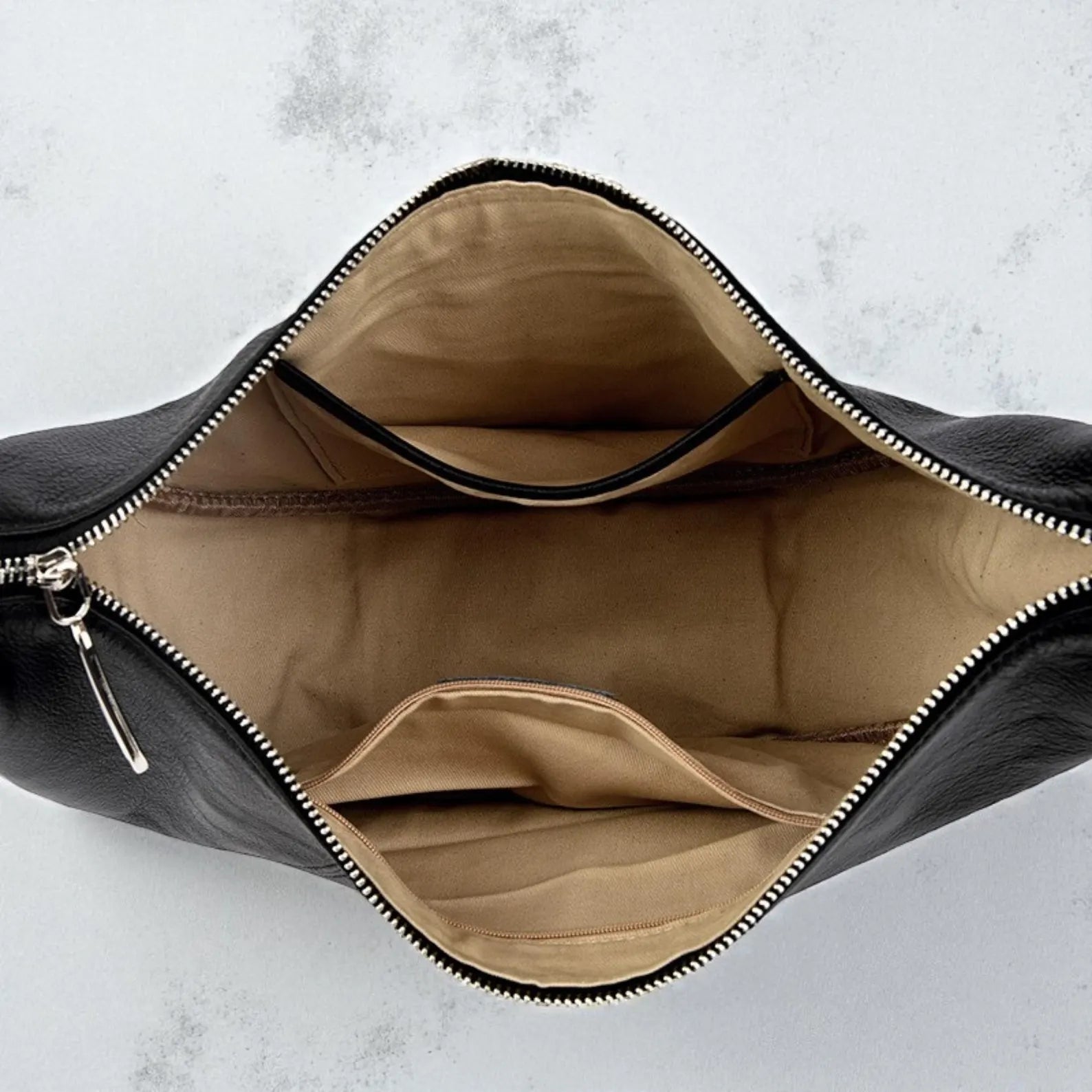 Pebble Leather Curved Crescent Crossbody Hobo Bag