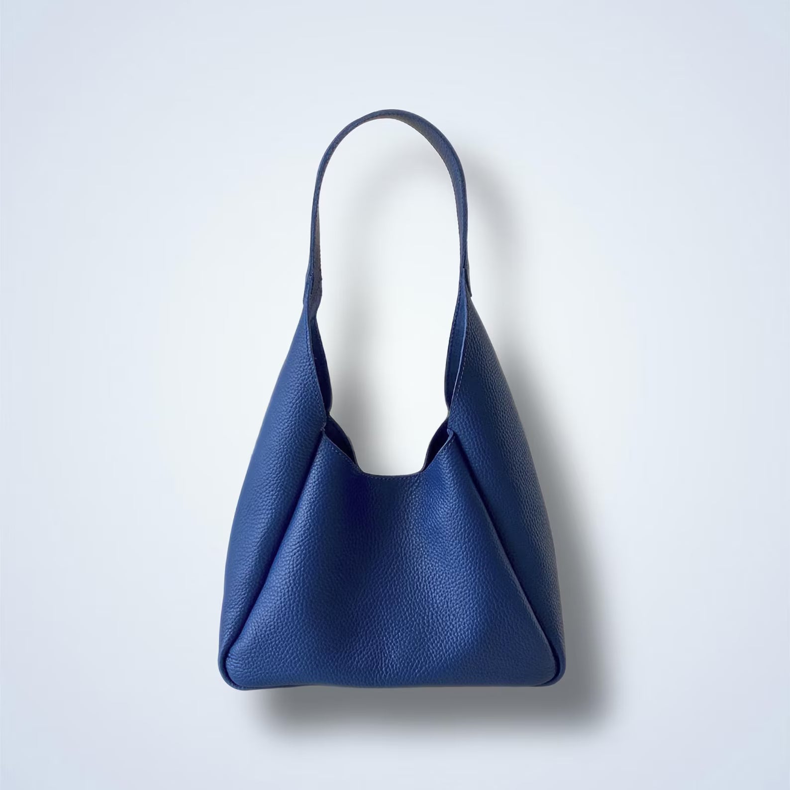 Pebble Leather Triangle Slouch Shoulder Hobo Bag