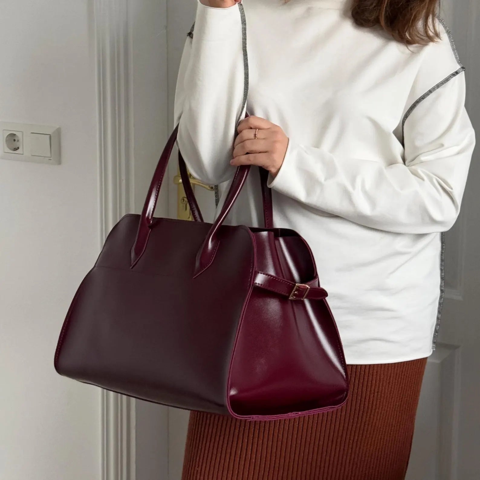Minimalist Soft Eco Leather Large Work Tote Bag