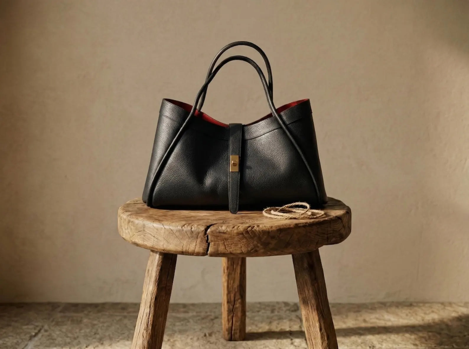 Gold Lock Genuine Leather Large Capacity Work Tote Bag