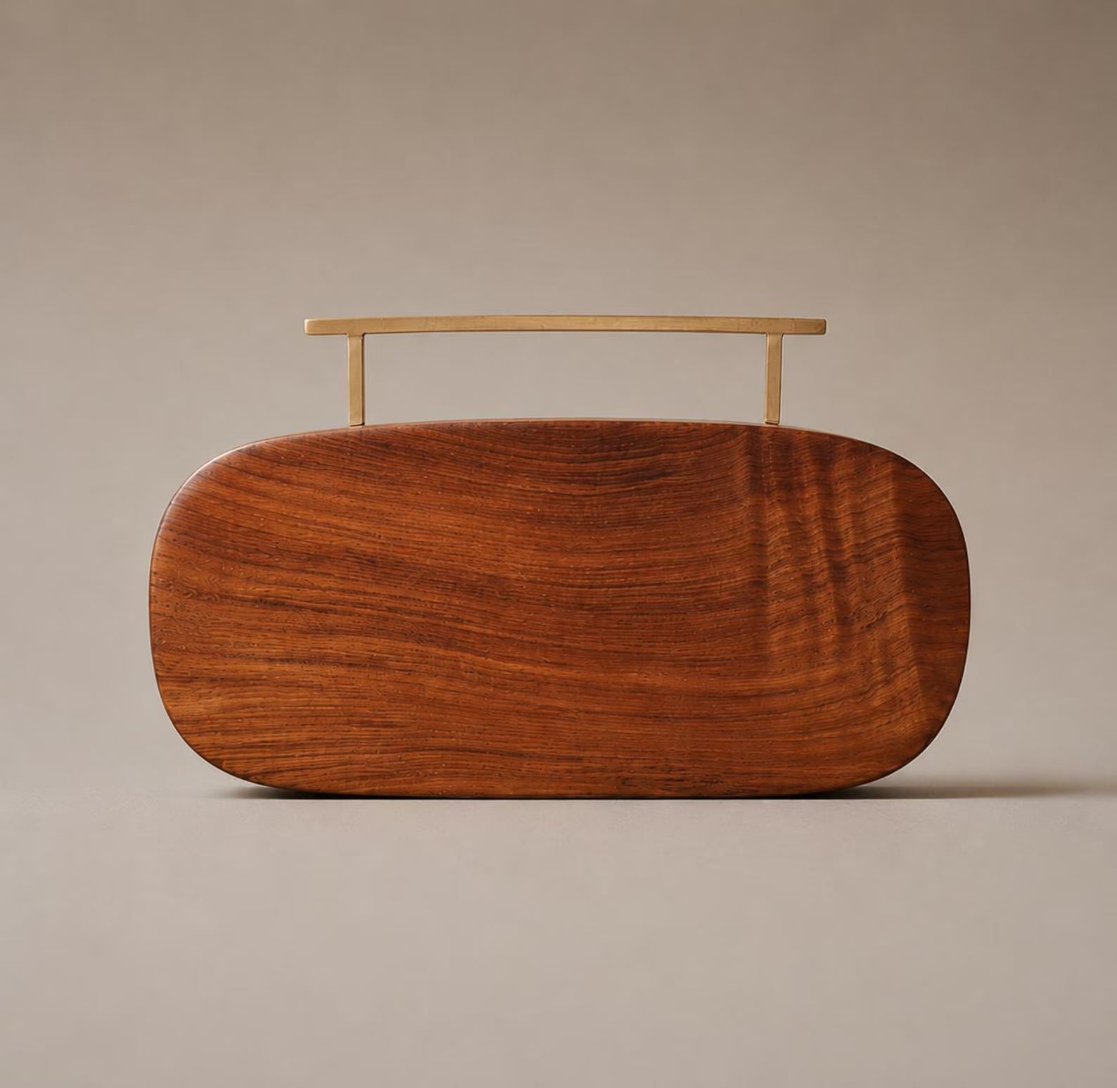Natural Wood Metal Handle Evening Clutch Bag