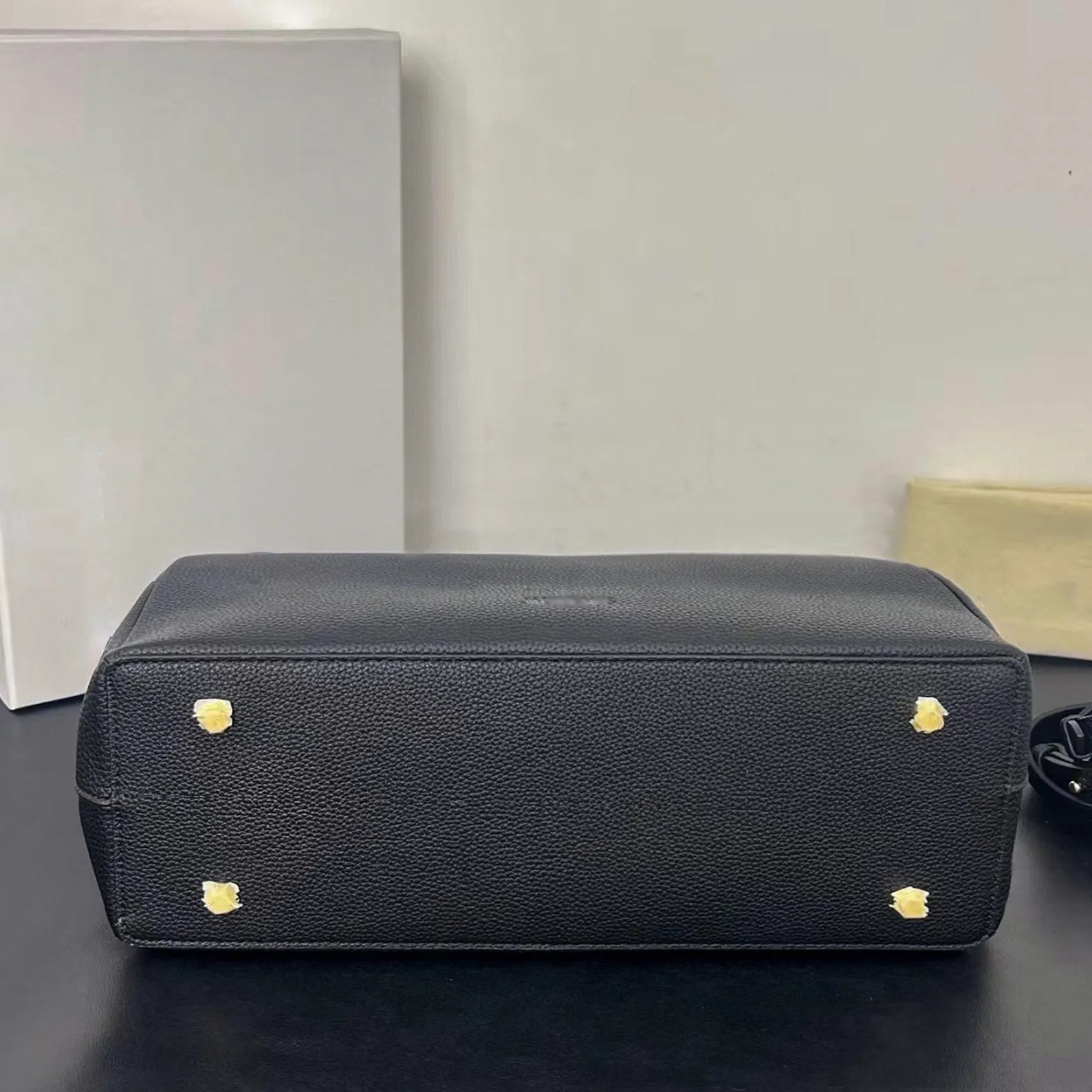 Genuine Leather Gold Buckle Convertible Shoulder Tote Bag