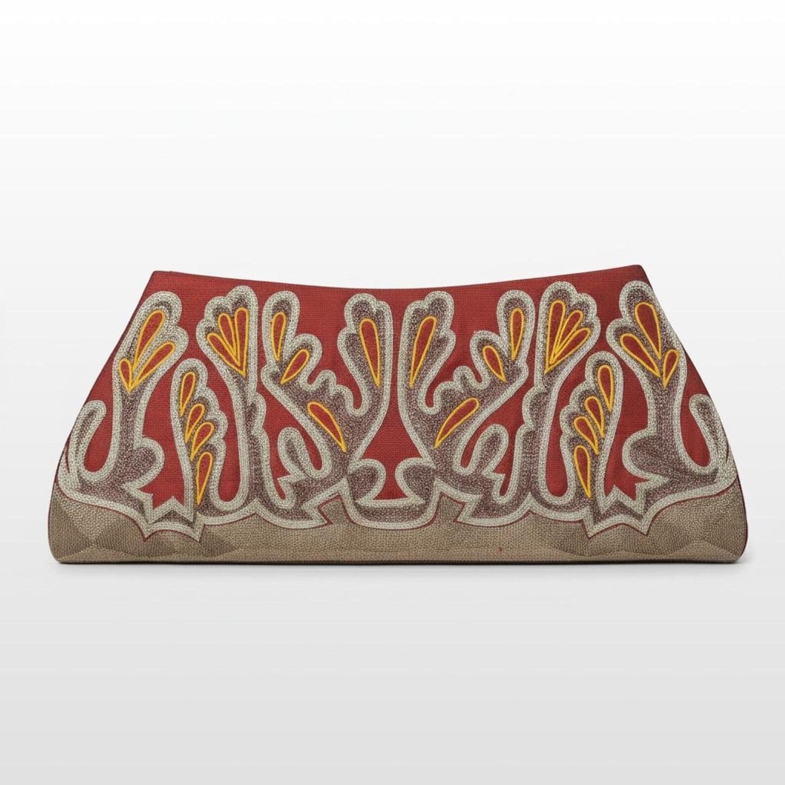 Maroon Velvet Zardozi Embroidered Evening Clutch Bag