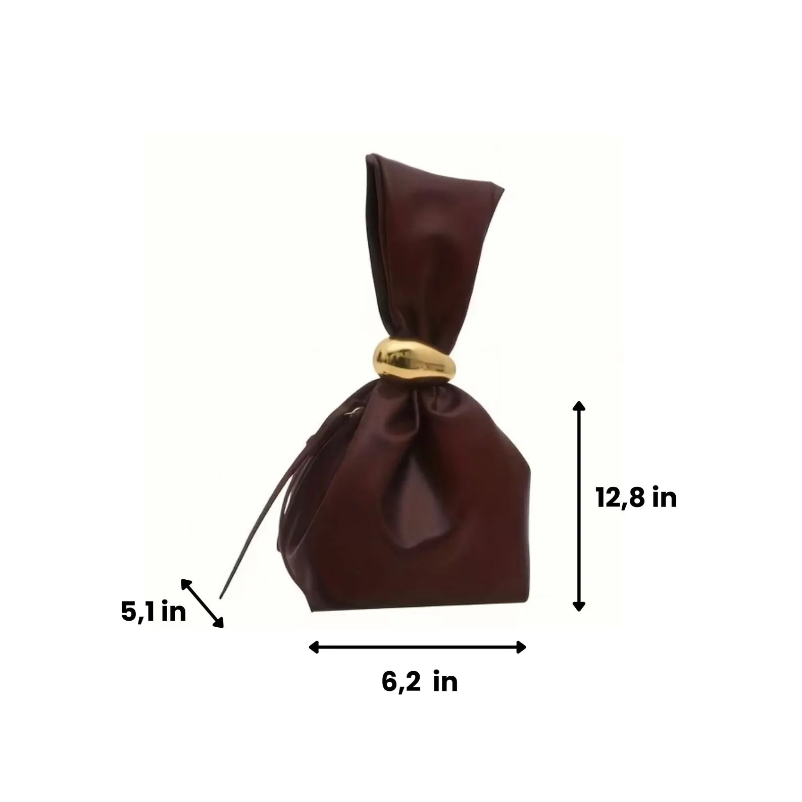 Soft Leather Gold Hardware Drawstring Wrist Bucket Bag