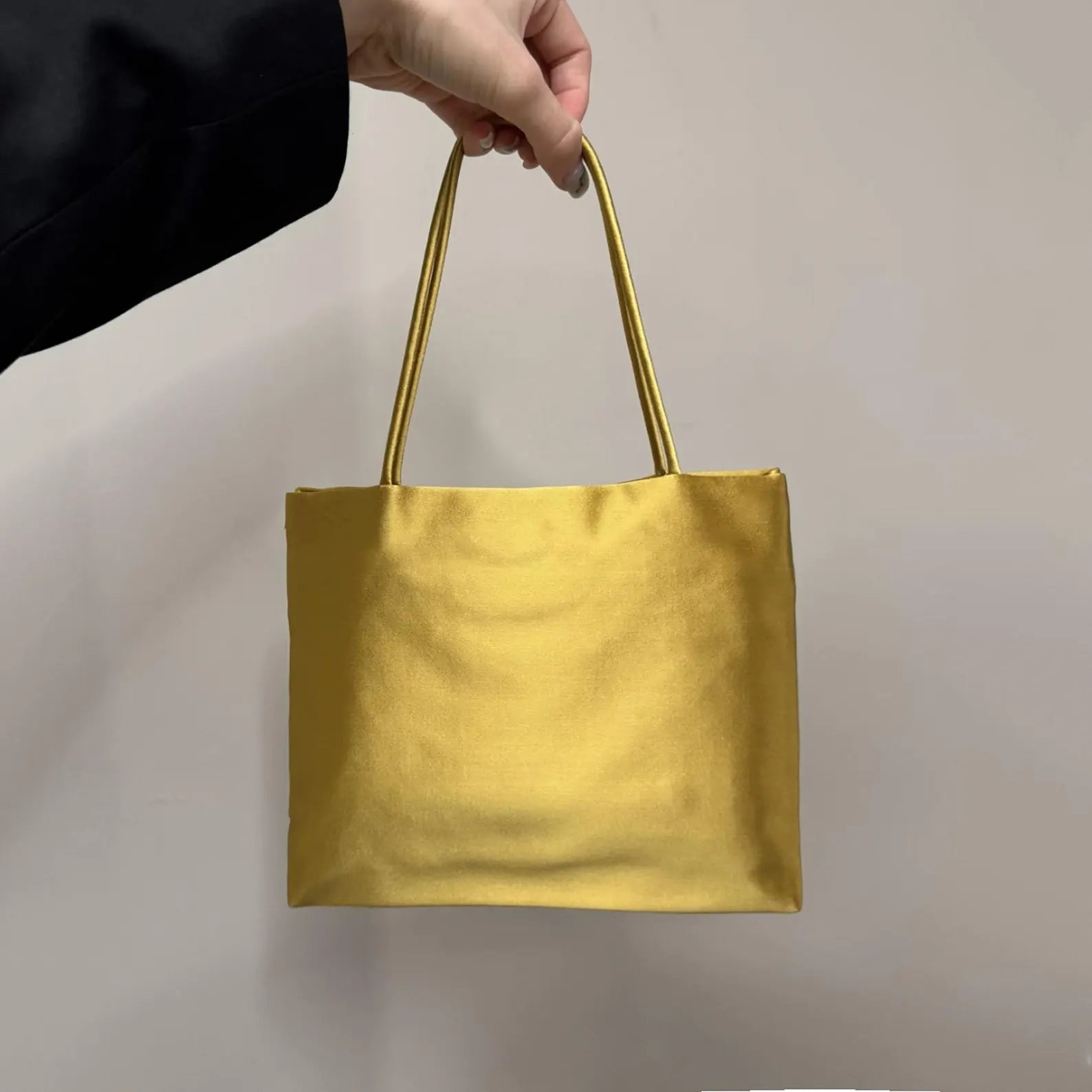 Lustrous Satin Small Magnetic Closure Shoulder Tote Bag