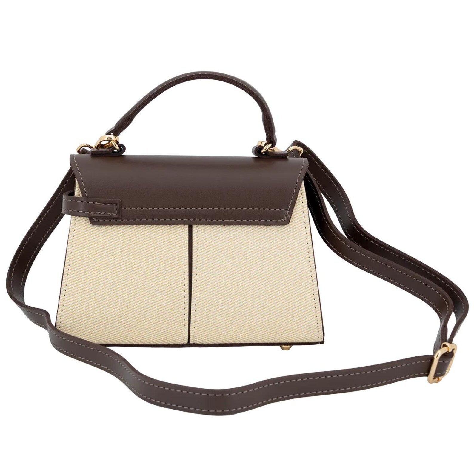 Two-Tone Vegan Leather Mini Satchel Crossbody Bag
