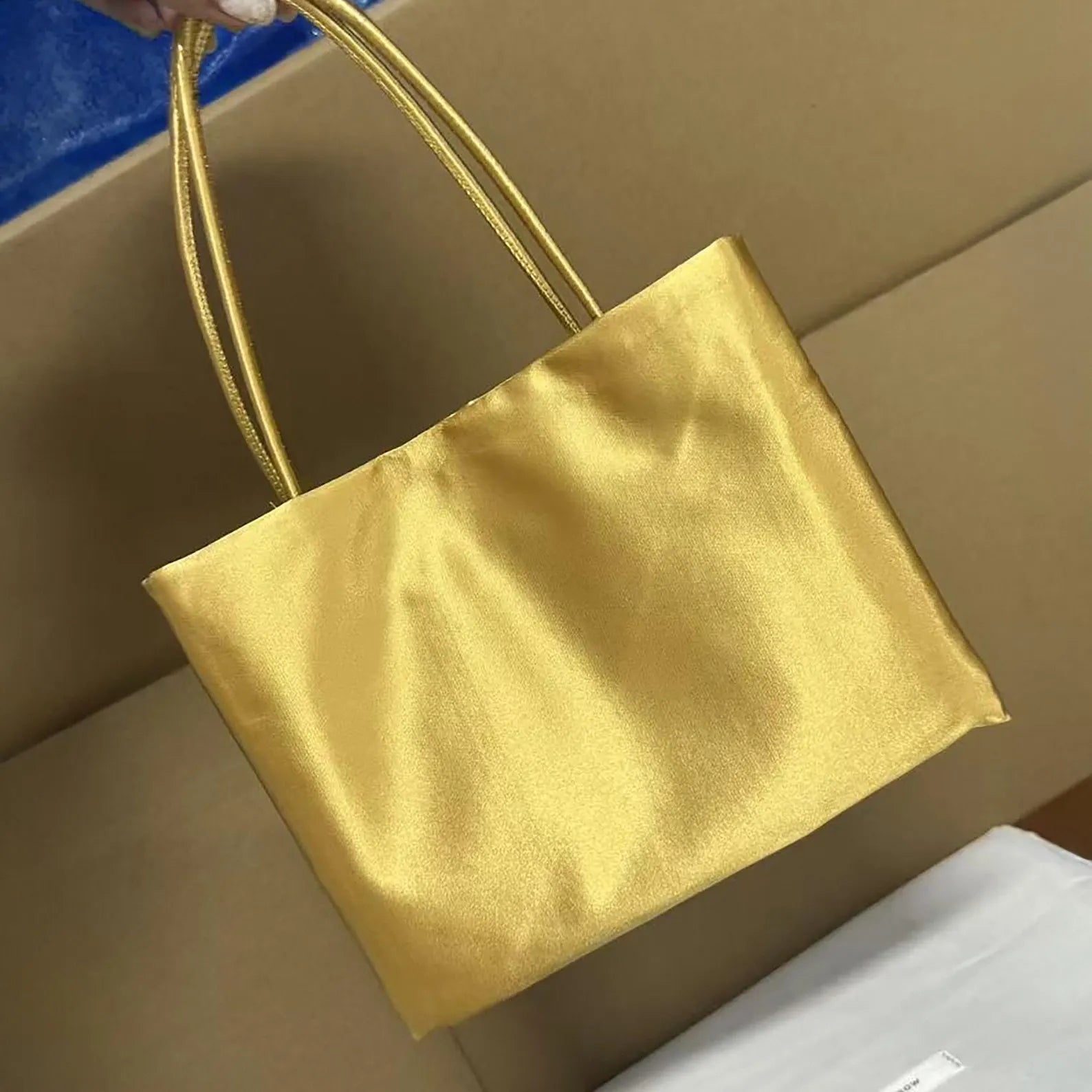 Lustrous Satin Small Magnetic Closure Shoulder Tote Bag