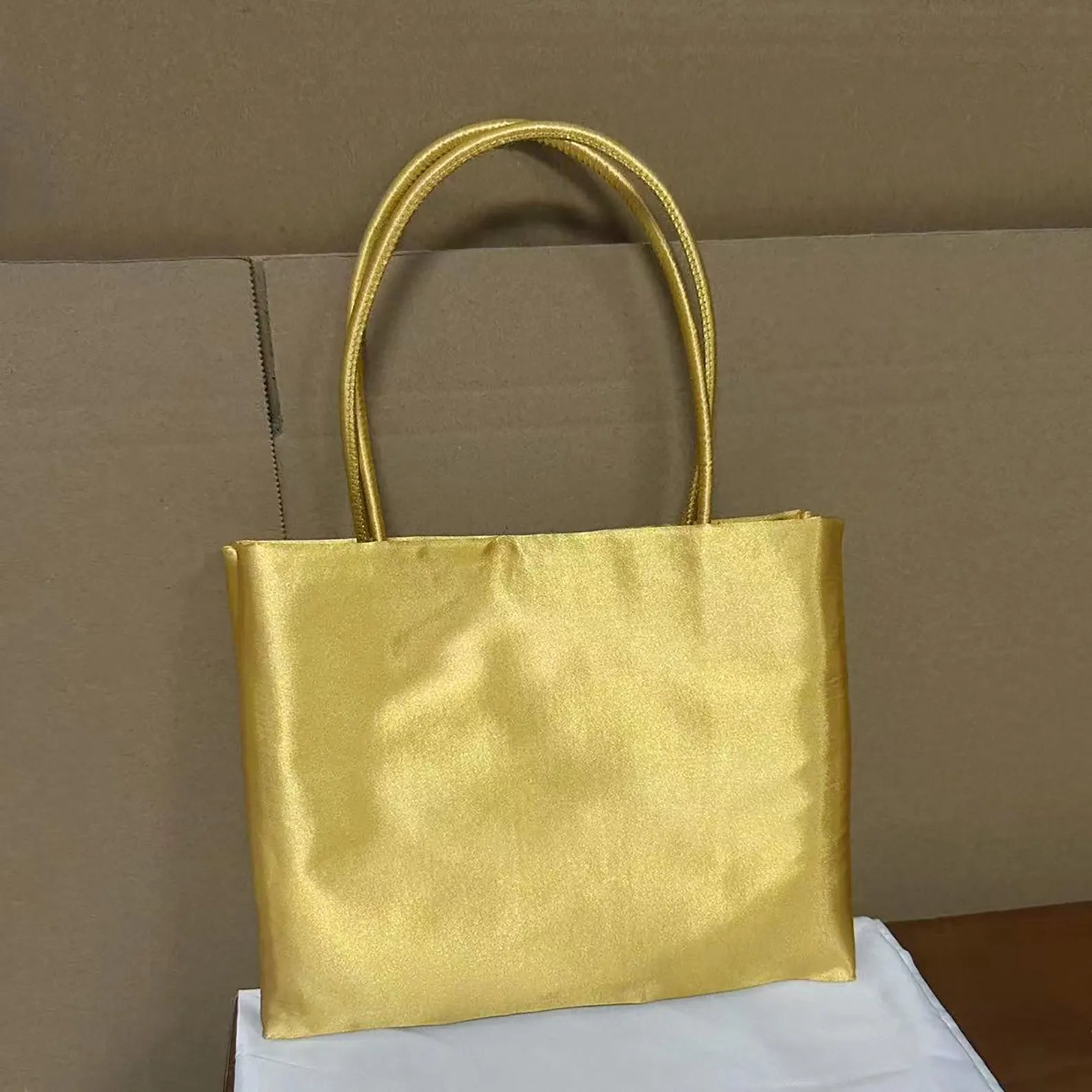 Lustrous Satin Small Magnetic Closure Shoulder Tote Bag