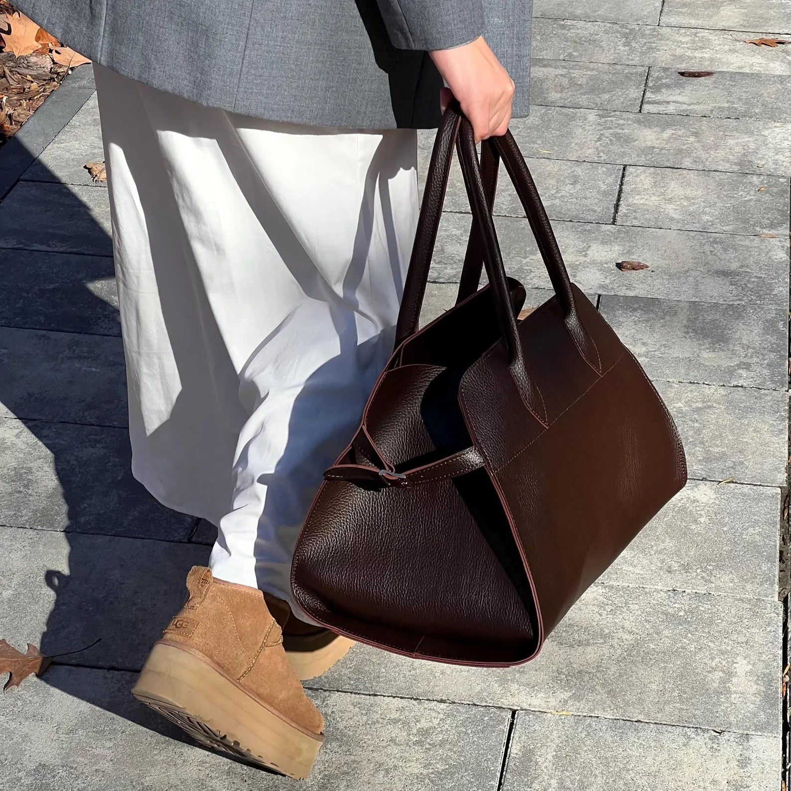 Minimalist Soft Eco Leather Large Work Tote Bag