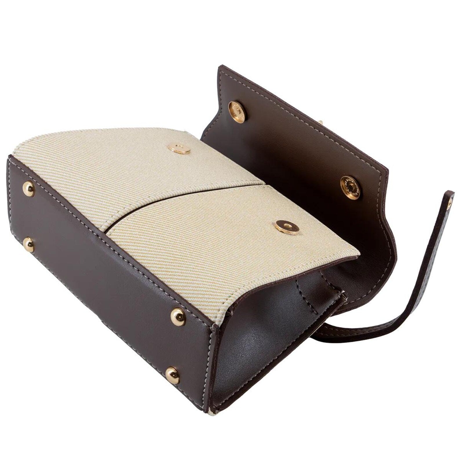 Two-Tone Vegan Leather Mini Satchel Crossbody Bag